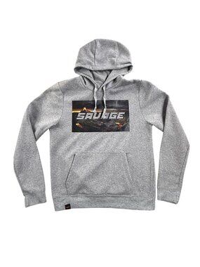 Bushwick Supply Hoodie Mens Large Gray Savage Volcano Graphic Fleece Pullover